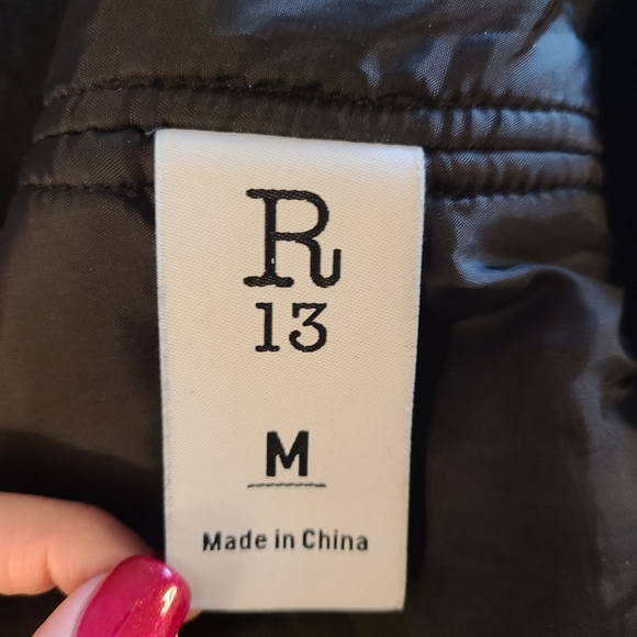 R13 Oversized Winter MA-1 Flight Black Jacket - Picture 11 of 12